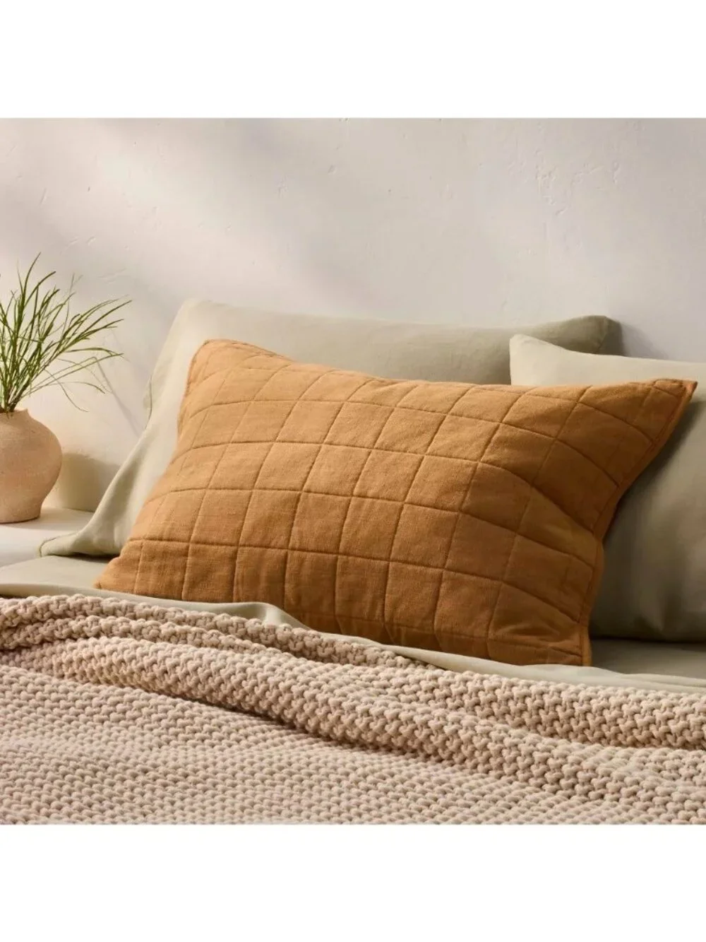 Casaluna Heavyweight Linen Blend Warm Brown Brown Standard Pillow Sham 20